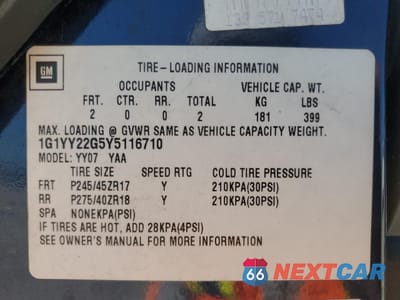 Zdjęcie 13 z 13 samochodu: 2000 CHEVROLET CORVETTE VIN:1G1YY22G5Y5116710 - miniatura