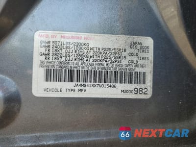 Zdjęcie 13 z 13 samochodu: 2007 MITSUBISHI OUTLANDER XLS VIN:JA4MS41XX7U015486 - miniatura