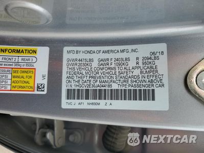 Zdjęcie 12 z 13 samochodu: 2018 HONDA ACCORD SPORT VIN:1HGCV2E30JA044185 - miniatura