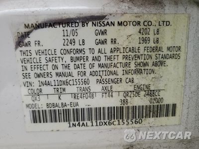 Zdjęcie 13 z 13 samochodu: 2006 NISSAN ALTIMA S VIN:1N4AL11DX6C155560 - miniatura