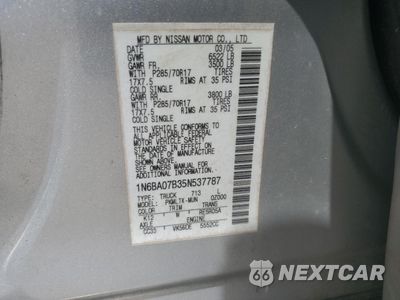 Zdjęcie 15 z 15 samochodu: 2005 NISSAN TITAN XE VIN:1N6BA07B35N537787 - miniatura
