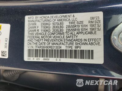 Zdjęcie 13 z 15 samochodu: 2024 HONDA CR-V SPORT TOURING VIN:7FARS6H90RE013034 - miniatura