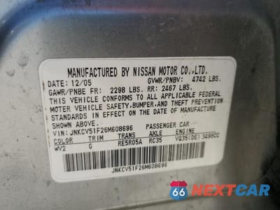 Zdjęcie 23 z 24 samochodu: 2006 INFINITY G35 VIN:JNKCV51F26M608696 - miniatura