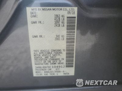 Zdjęcie 12 z 16 samochodu: 2019 NISSAN ALTIMA SV VIN:1N4BL4DV7KC104912 - miniatura