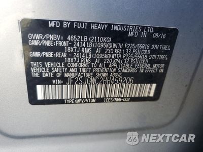 Zdjęcie 13 z 13 samochodu: 2017 SUBARU FORESTER 2.0XT TOURING VIN:JF2SJGWC2HH459206 - miniatura