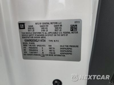 Zdjęcie 13 z 15 samochodu: 2012 CHEVROLET TRAVERSE LT VIN:1GNKRGED9CJ114734 - miniatura