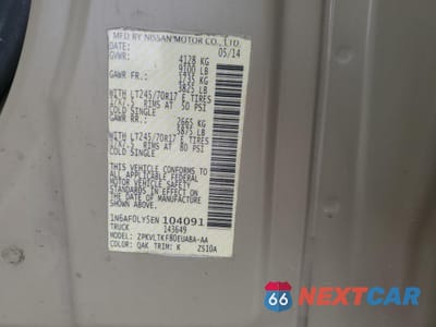 Zdjęcie 10 z 12 samochodu: 2014 NISSAN NV 2500 VIN:1N6AF0LY5EN104091 - miniatura