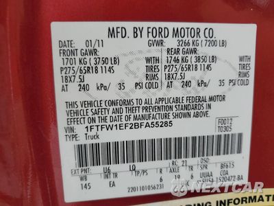 Zdjęcie 12 z 12 samochodu: 2011 FORD F150 SUPERCREW VIN:1FTFW1EF2BFA55285 - miniatura