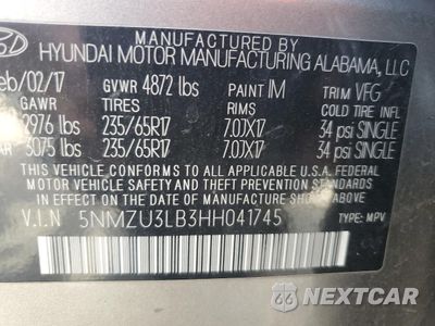 Zdjęcie 13 z 13 samochodu: 2017 HYUNDAI SANTA FE SPORT VIN:5NMZU3LB3HH041745 - miniatura