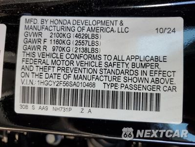 Zdjęcie 12 z 13 samochodu: 2025 HONDA ACCORD HYBRID SPORT VIN:1HGCY2F56SA010468 - miniatura