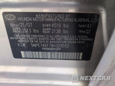 Zdjęcie 12 z 14 samochodu: 2008 HYUNDAI SONATA GLS VIN:5NPET46F78H329552 - miniatura