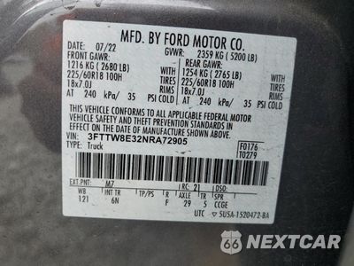 Zdjęcie 12 z 12 samochodu: 2022 FORD MAVERICK XL VIN:3FTTW8E32NRA72905 - miniatura