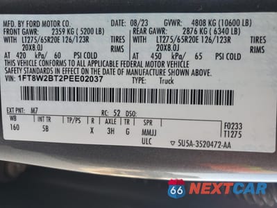 Zdjęcie 12 z 13 samochodu: 2023 FORD F250 SUPER DUTY VIN:1FT8W2BT2PEE02037 - miniatura