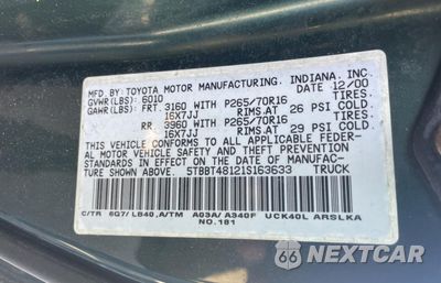 Zdjęcie 10 z 11 samochodu: 2001 TOYOTA TUNDRA ACCESS CAB LIMITED VIN:5TBBT48121S163633 - miniatura