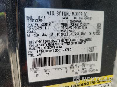 Zdjęcie 13 z 13 samochodu: 2013 FORD EXPEDITION LIMITED VIN:1FMJU1K53DEF21760 - miniatura