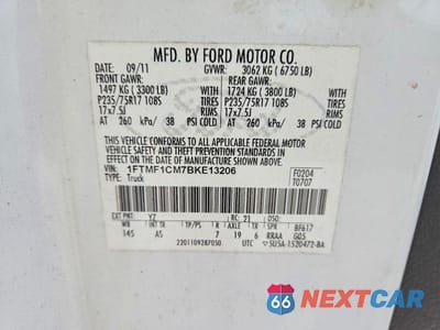 Zdjęcie 12 z 12 samochodu: 2011 FORD F150 VIN:1FTMF1CM7BKE13206 - miniatura