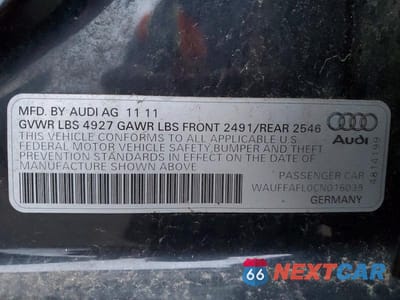 Zdjęcie 12 z 12 samochodu: 2012 AUDI A4 PREMIUM PLUS VIN:WAUFFAFL0CN016039 - miniatura