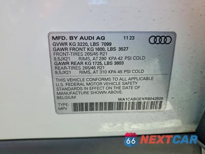 Zdjęcie 13 z 13 samochodu: 2024 AUDI Q8 E-TRON SPORTBACK PREMIUM PLUS VIN:WA1CABGEXRB043506 - miniatura
