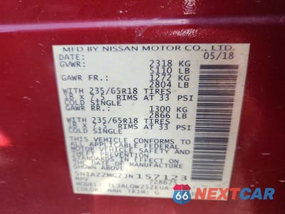 Zdjęcie 13 z 13 samochodu: 2018 NISSAN MURANO SV VIN:5N1AZ2MG2JN157123 - miniatura