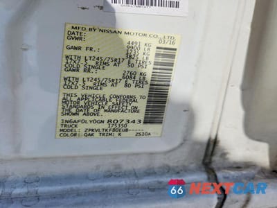 Zdjęcie 13 z 13 samochodu: 2016 NISSAN NV 3500 DELIVERY VAN VIN:1N6AF0LY0GN807343 - miniatura