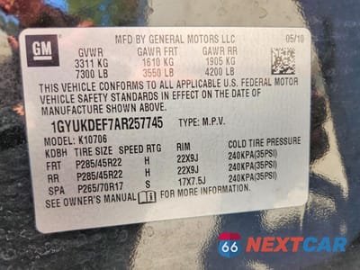 Zdjęcie 13 z 13 samochodu: 2010 CADILLAC ESCALADE PLATINUM VIN:1GYUKDEF7AR257745 - miniatura