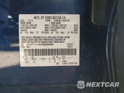 Zdjęcie 14 z 14 samochodu: 2017 FORD EDGE SEL VIN:2FMPK4J88HBB09266 - miniatura