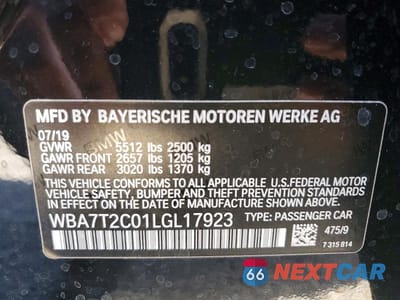 Zdjęcie 13 z 13 samochodu: 2020 BMW 740 I VIN:WBA7T2C01LGL17923 - miniatura