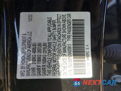 Zdjęcie 12 z 12 samochodu: 2022 ACURA TLX VIN:19UUB5F50NA005813 - miniatura