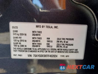 Zdjęcie 14 z 14 samochodu: 2026 TESLA MODEL Y VIN:7SAYGDED0TF452024 - miniatura
