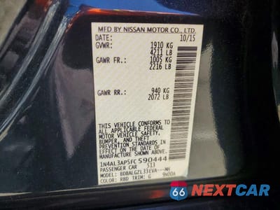 Zdjęcie 13 z 13 samochodu: 2015 NISSAN ALTIMA 2.5 S VIN:1N4AL3AP5FC590444 - miniatura