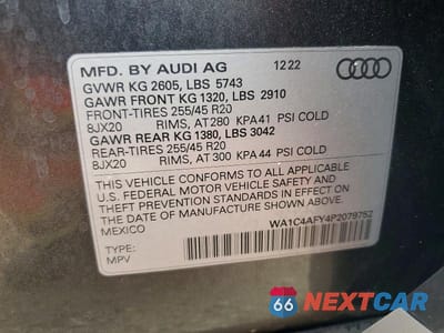 Zdjęcie 14 z 14 samochodu: 2023 AUDI SQ5 PRESTIGE VIN:WA1C4AFY4P2079752 - miniatura