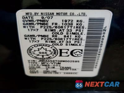 Zdjęcie 13 z 13 samochodu: 2008 NISSAN ROGUE S VIN:JN8AS58T08W002595 - miniatura