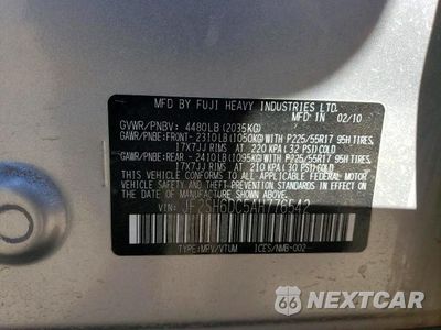 Zdjęcie 13 z 13 samochodu: 2010 SUBARU FORESTER VIN:JF2SH6DC5AH776542 - miniatura