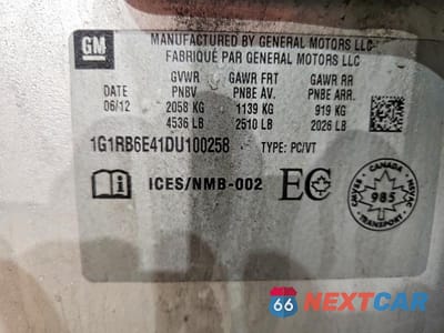 Zdjęcie 12 z 12 samochodu: 2013 CHEV VOLT VIN:1G1RB6E41DU100258 - miniatura