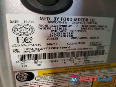 Zdjęcie 13 z 13 samochodu: 2016 FORD EXPEDITION LIMITED VIN:1FMJU2AT2GEF18908 - miniatura