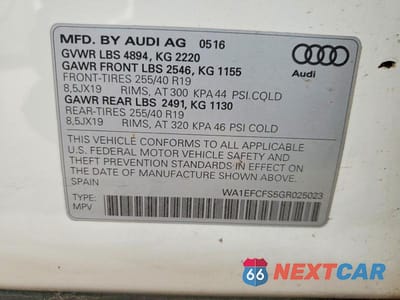Zdjęcie 13 z 13 samochodu: 2016 AUDI Q3 PREMIUM PLUS VIN:WA1EFCFS5GR025023 - miniatura