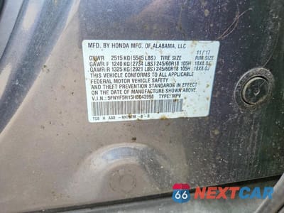 Zdjęcie 12 z 12 samochodu: 2017 HONDA PILOT LX VIN:5FNYF5H15HB043998 - miniatura