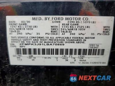 Zdjęcie 13 z 13 samochodu: 2020 FORD EDGE SEL VIN:2FMPK3J91LBA70869 - miniatura