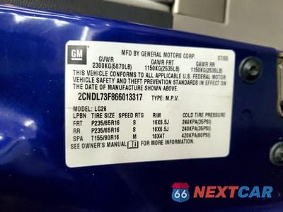 Zdjęcie 12 z 12 samochodu: 2006 CHEVROLET EQUINOX LT VIN:2CNDL73F866013317 - miniatura