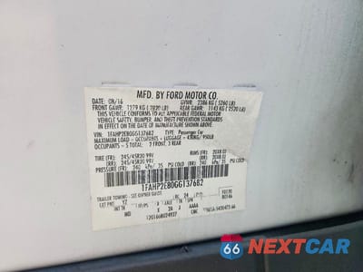 Zdjęcie 12 z 12 samochodu: 2016 FORD TAURUS SEL VIN:1FAHP2E80GG137682 - miniatura