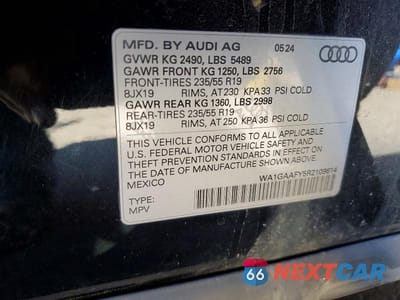 Zdjęcie 13 z 13 samochodu: 2024 AUDI Q5 PREMIUM 45 VIN:WA1GAAFY5R2109614 - miniatura