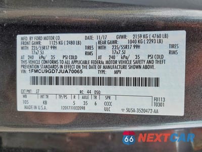 Zdjęcie 13 z 13 samochodu: 2018 FORD ESCAPE SE VIN:1FMCU9GD7JUA70065 - miniatura