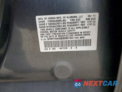 Zdjęcie 13 z 13 samochodu: 2011 HONDA PILOT EX VIN:5FNYF4H40BB089749 - miniatura