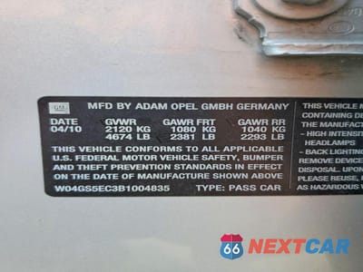 Zdjęcie 12 z 12 samochodu: 2011 BUICK REGAL CXL VIN:W04GS5EC3B1004835 - miniatura