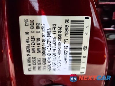 Zdjęcie 12 z 12 samochodu: 2006 HONDA ACCORD EX VIN:1HGCM66556A025312 - miniatura