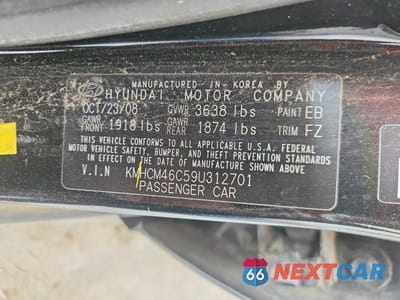 Zdjęcie 12 z 12 samochodu: 2009 HYUNDAI ACCENT GLS VIN:KMHCM46C59U312701 - miniatura