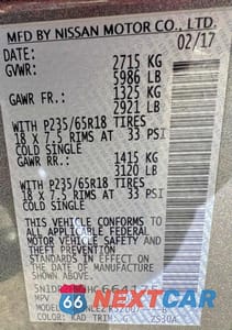 Zdjęcie 10 z 10 samochodu: 2017 NISSAN PATHFINDER SV VIN:5N1DR2MM2HC664175 - miniatura