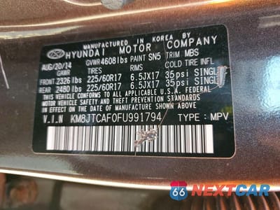 Zdjęcie 13 z 13 samochodu: 2015 HYUNDAI TUCSON GLS VIN:KM8JTCAF0FU991794 - miniatura