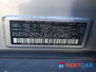 Zdjęcie 13 z 13 samochodu: 2013 SUBARU OUTBACK 2.5I PREMIUM VIN:4S4BRBGC0D3316735 - miniatura