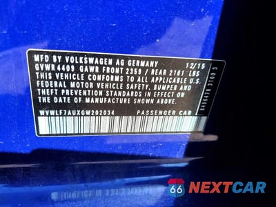 Zdjęcie 12 z 12 samochodu: 2016 VOLKSWAGEN GOLF R VIN:WVWLF7AUXGW202034 - miniatura